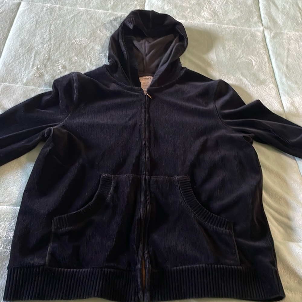 Jones Sport Womens Zip Up Sweater With Hood, Size Large